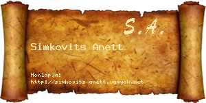 Simkovits Anett névjegykártya